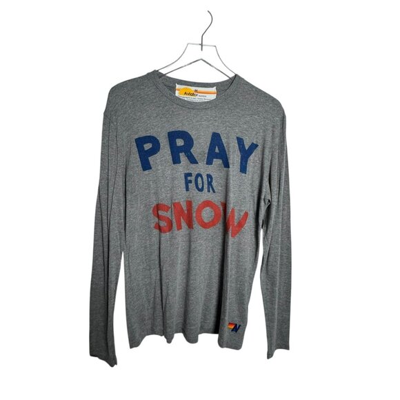 Aviator Nation Pray For Snow Gray Long Sleeve Shirt Mens Size Medium - Picture 7 of 7